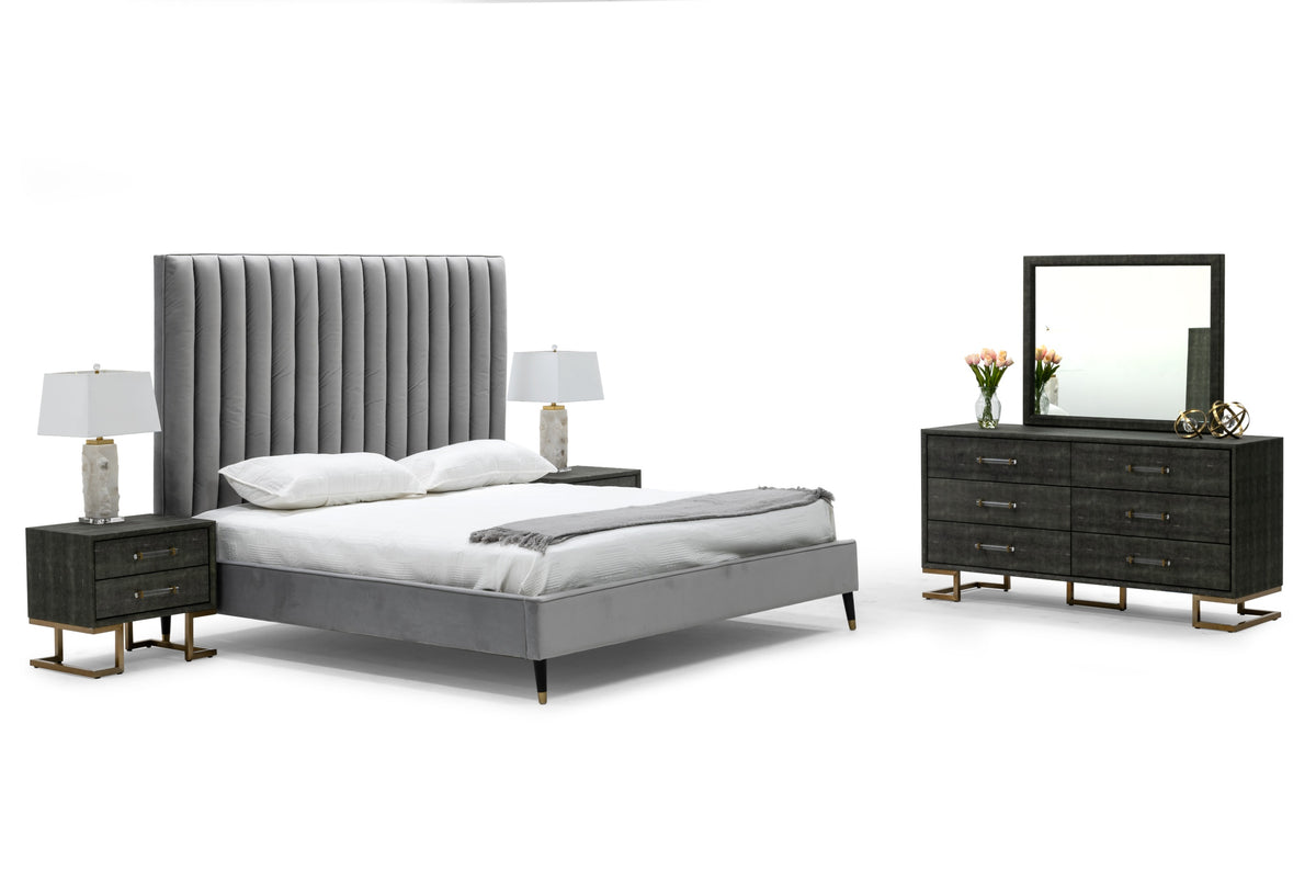 Hemlock - Modern Grey Velvet Bed by VIG Furniture - View 4
