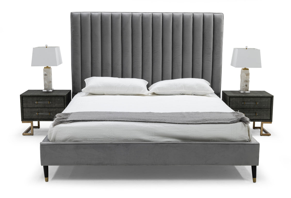 Hemlock - Modern Grey Velvet Bed by VIG Furniture - View 3