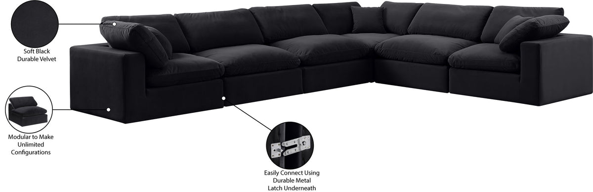 Comfy - 6 Piece Velvet Modular Corner Sectional