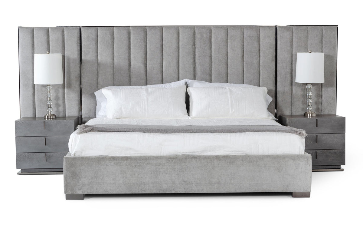 Eastern King Buckley - Modern Grey & Black Stainless Steel Bed by VIG Furniture - View 1