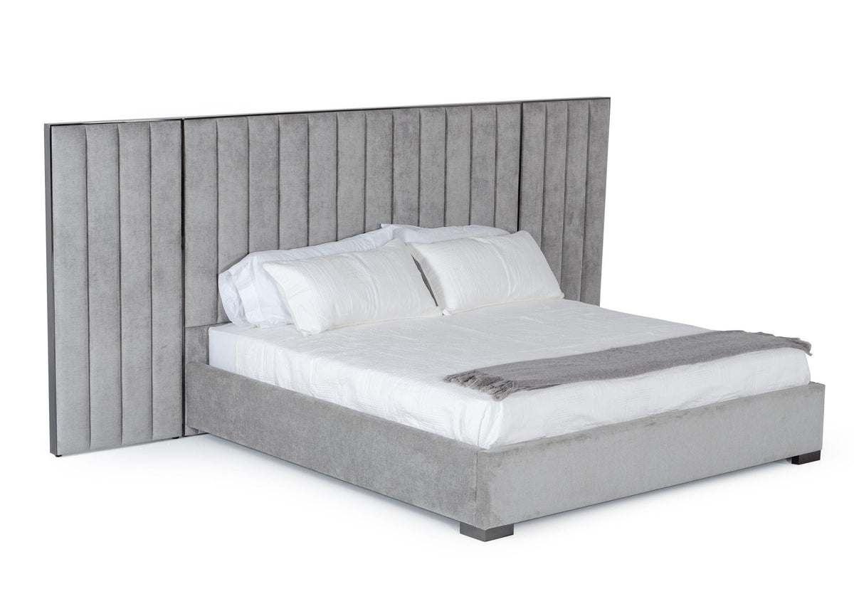 Eastern King Buckley - Grey & Black Stainless Steel Bedroom Set