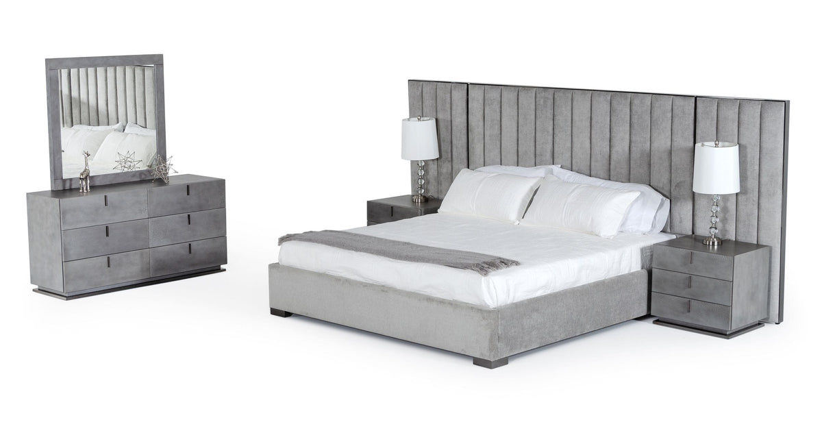 Buckley - Grey & Black Stainless Steel Bedroom Set by VIG Furniture - View 3