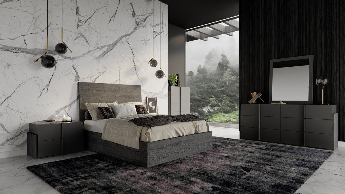 Eastern King Lucia - Italian Modern Matte Grey + Elm Grey 4-Piece Bedroom Set by VIG Furniture - View 1
