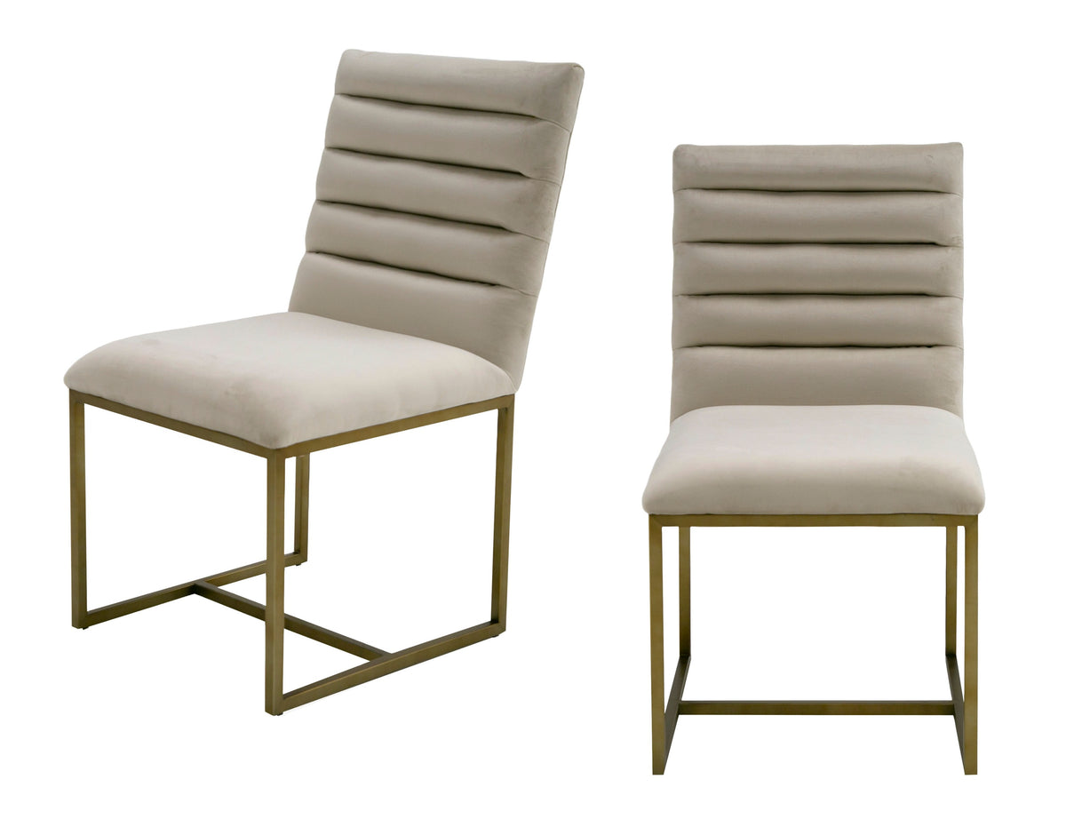 Barker - Modern Beige & Brush Gold Dining Chair (Set of 2) by VIG Furniture - View 5