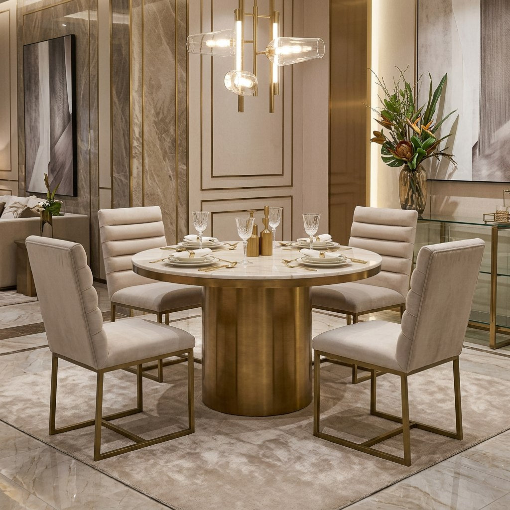 Barker - Modern Beige & Brush Gold Dining Chair (Set of 2) by VIG Furniture - View 10