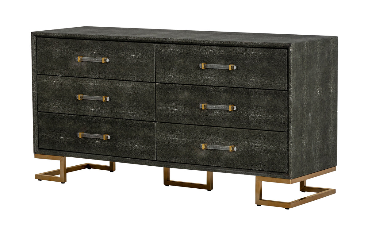 Howard - Modern Shagreen Grey Leatherette & Gold Dresser by VIG Furniture - View 3