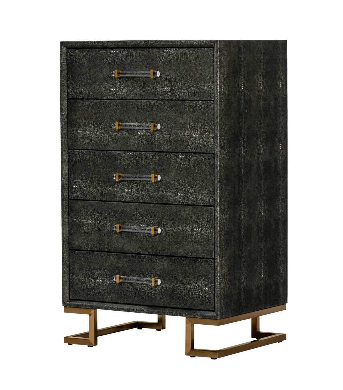 Howard - Modern Shagreen Grey Leatherette & Gold Chest by VIG Furniture - View 3