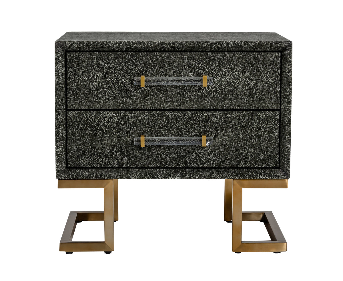 Howard - Modern Shagreen Grey Leatherette & Gold Nightstand by VIG Furniture - View 1