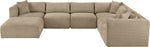 Shaggy - Fabric 7 Piece Modular U-Shaped Sectional With Ottoman
