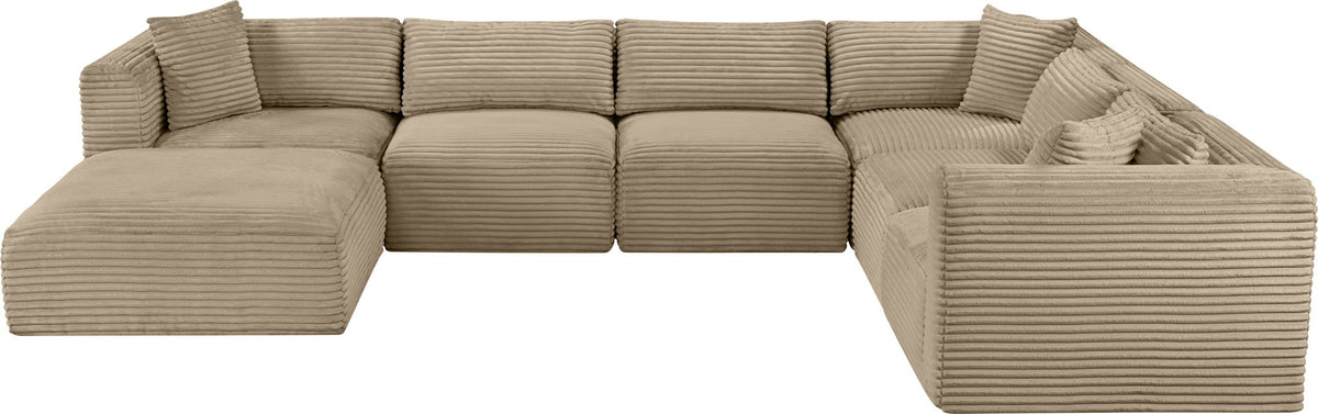 Shaggy - Fabric 7 Piece Modular U-Shaped Sectional With Ottoman