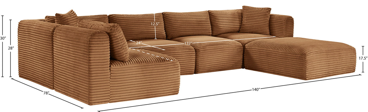 Shaggy - Fabric 6 Piece Modular U-Shaped Sectional