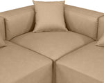 Cube - 5 Piece Modular Corner Armless Sectional - Tan