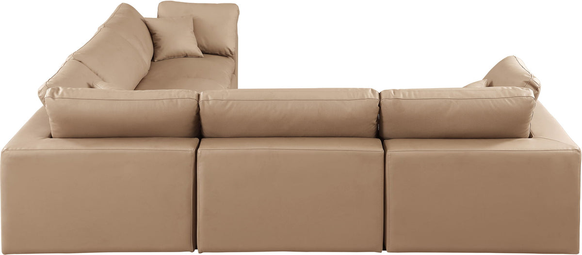 Comfy - 5 Piece Faux Leather Modular Corner Sectional - Tan