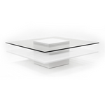 Clarion - Modern White & Clear Glass Coffee Table by VIG Furniture - View 2