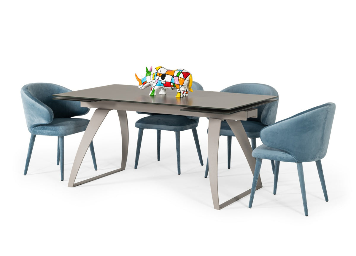Pittson - Modern Extendable Grey Glass Dining Table by VIG Furniture - View 2