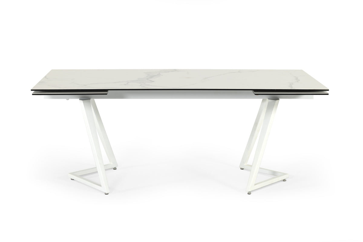 Farrell - Modern White Ceramic Extendable Dining Table by VIG Furniture - View 5