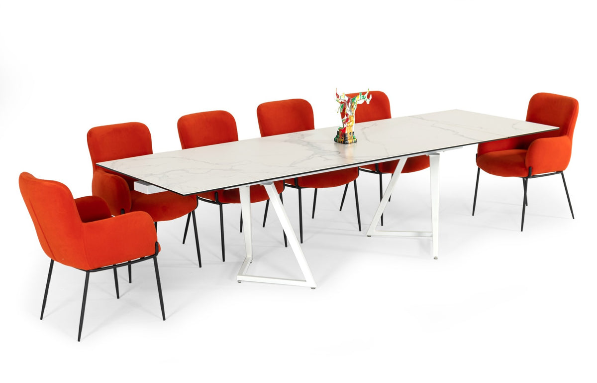 Farrell - Modern White Ceramic Extendable Dining Table by VIG Furniture - View 3