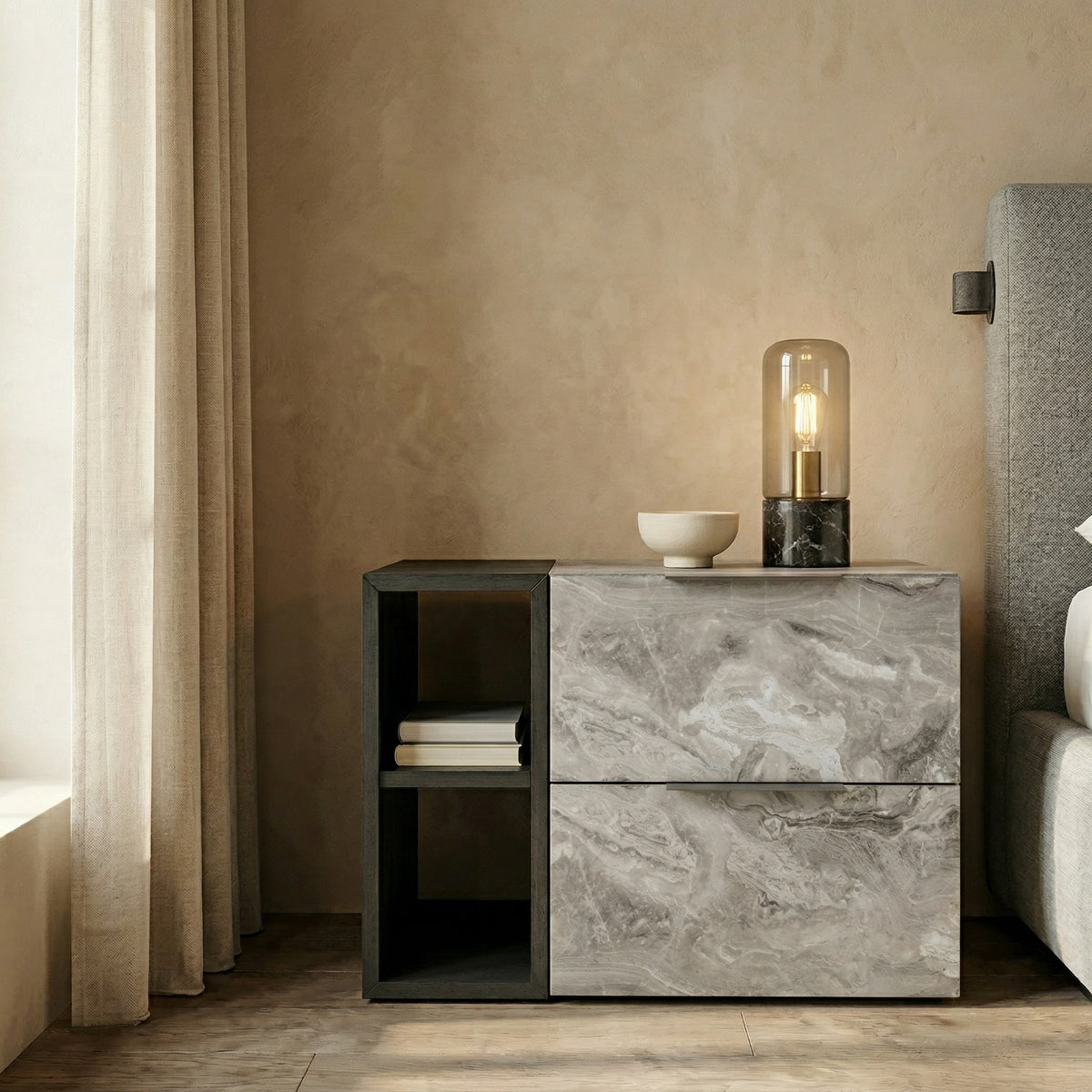 Maranello - Modern Grey Fabric Bed w/ Two Nightstands by VIG Furniture - View 7