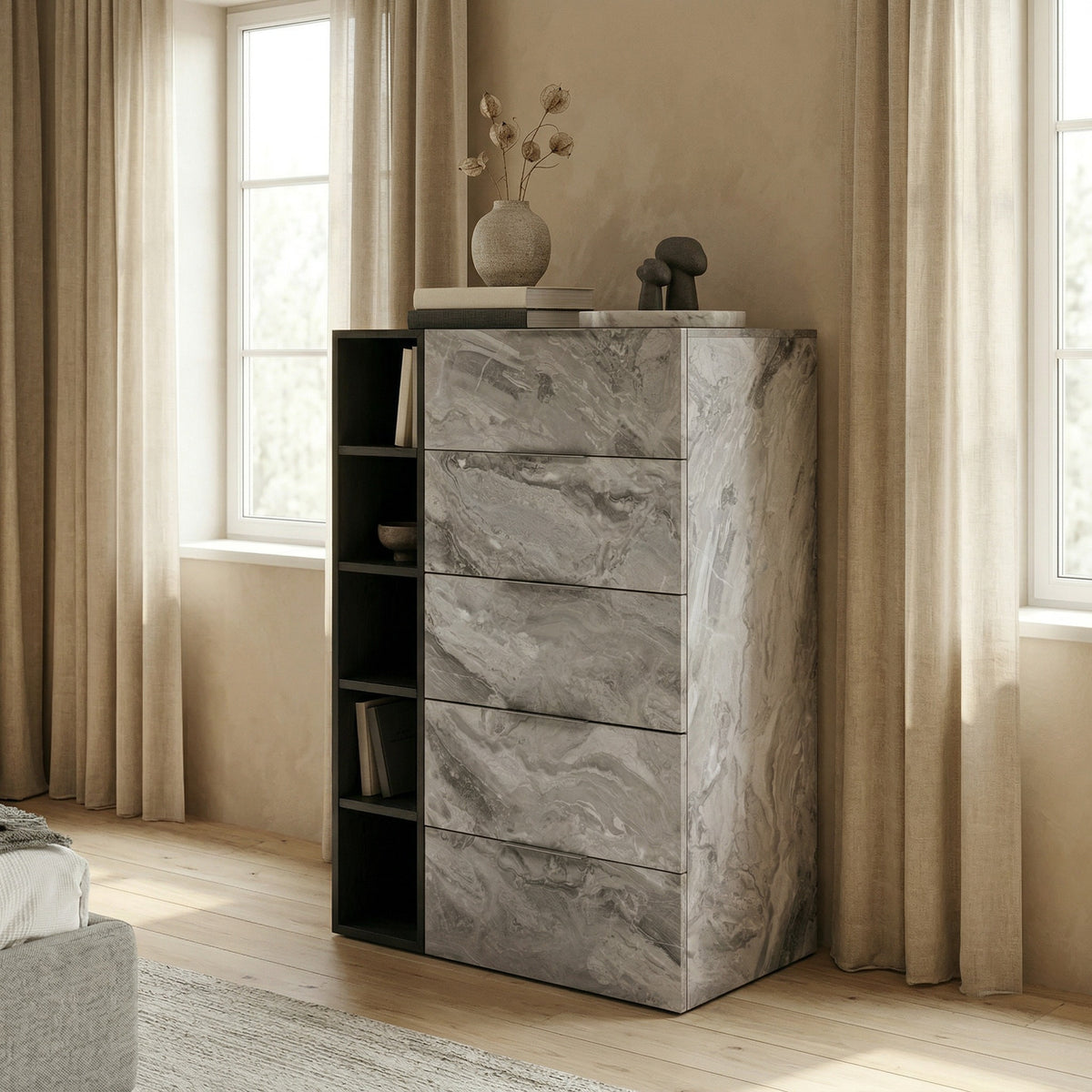 Maranello - Modern Grey Wash & Faux Marble Chest by VIG Furniture - View 6