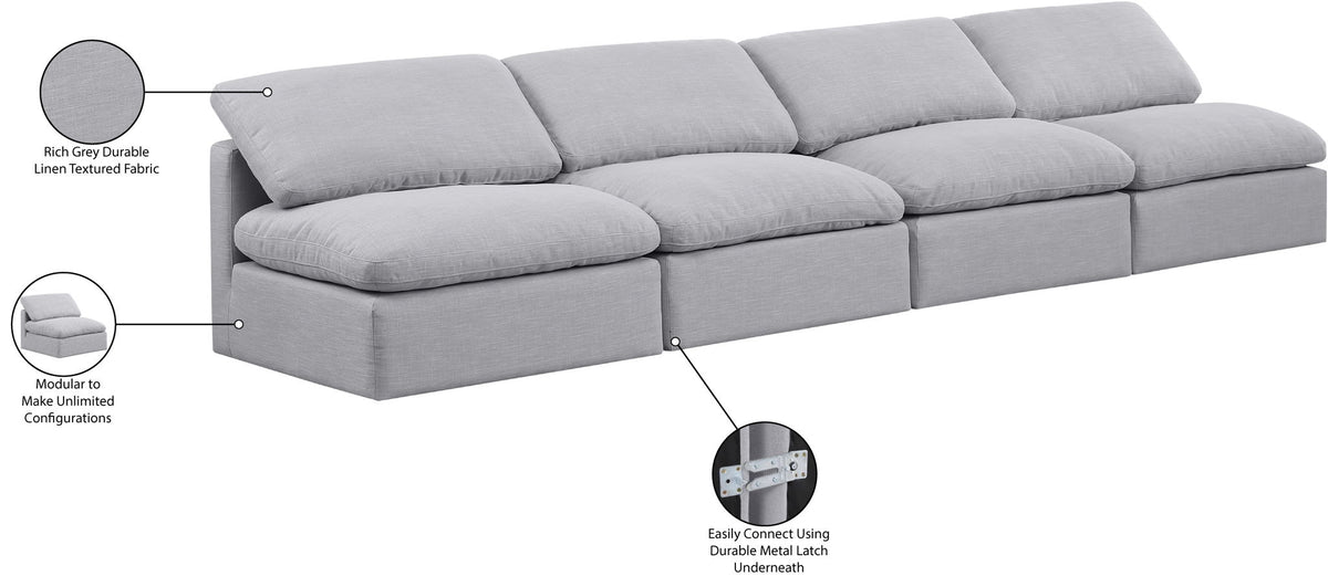 Indulge - Linen 4 Seat Modular Armless Sofa