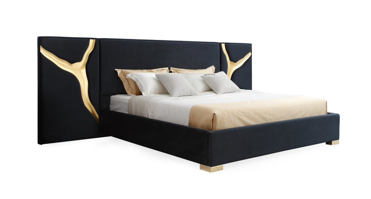 Aspen - Eastern King Glam Black Velvet & Gold Bed by VIG Furniture - View 4