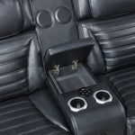 Ephron - Power Motion Loveseat With Console, Power Headrests, LED & Speakers - Black