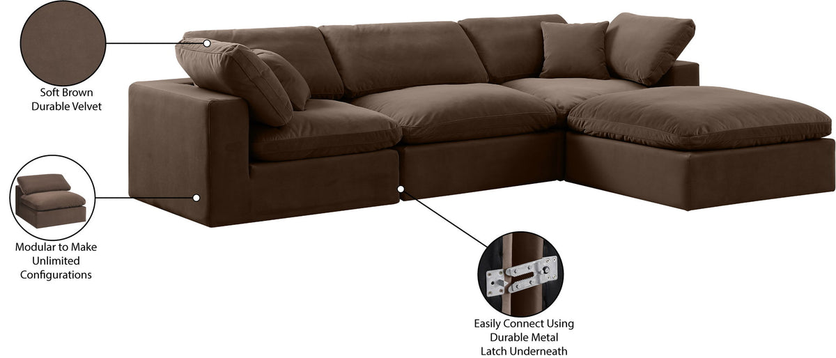 Comfy - 4 Piece Velvet Modular Sectional With Chaise