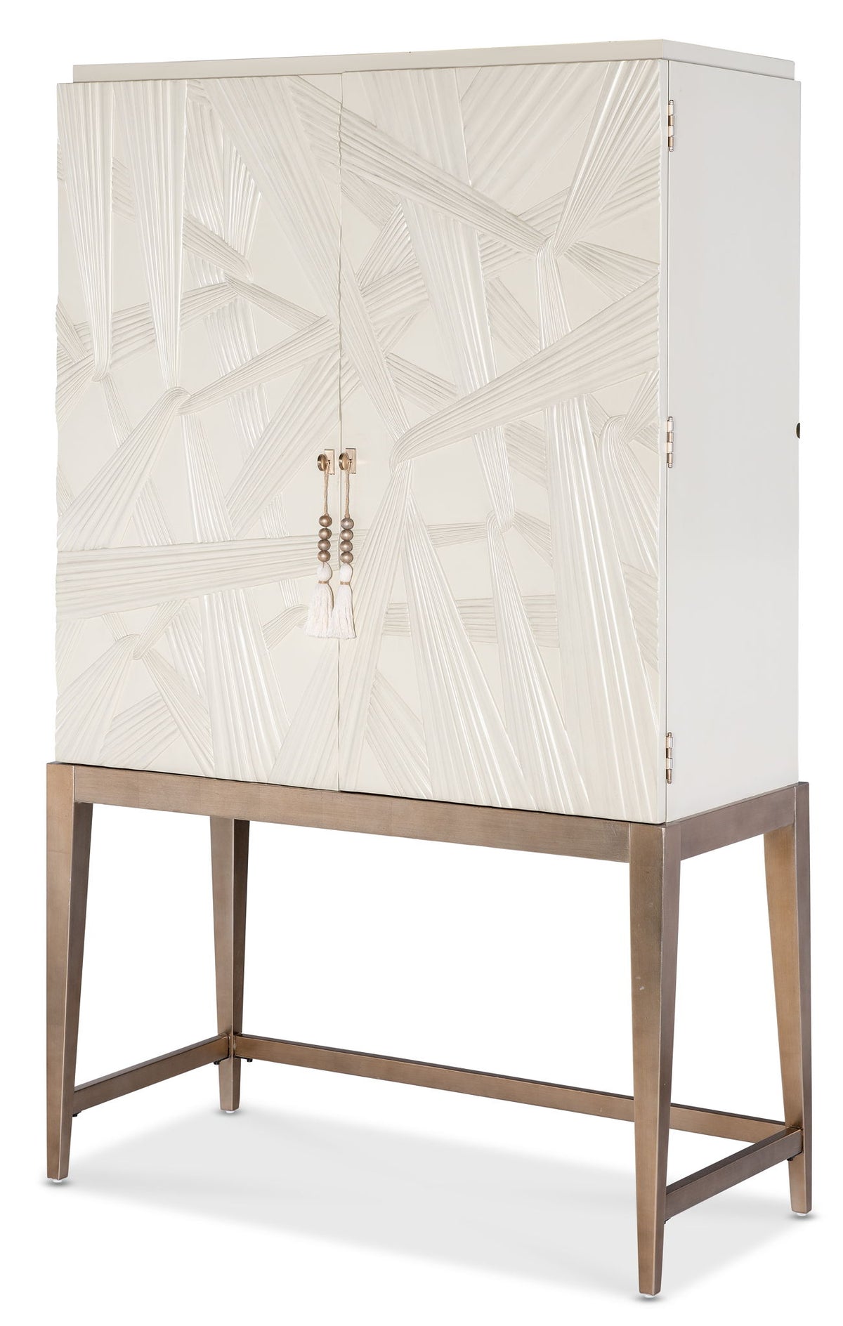 Melange - Dream Weaver Bar Cabinet - White / Light Brown