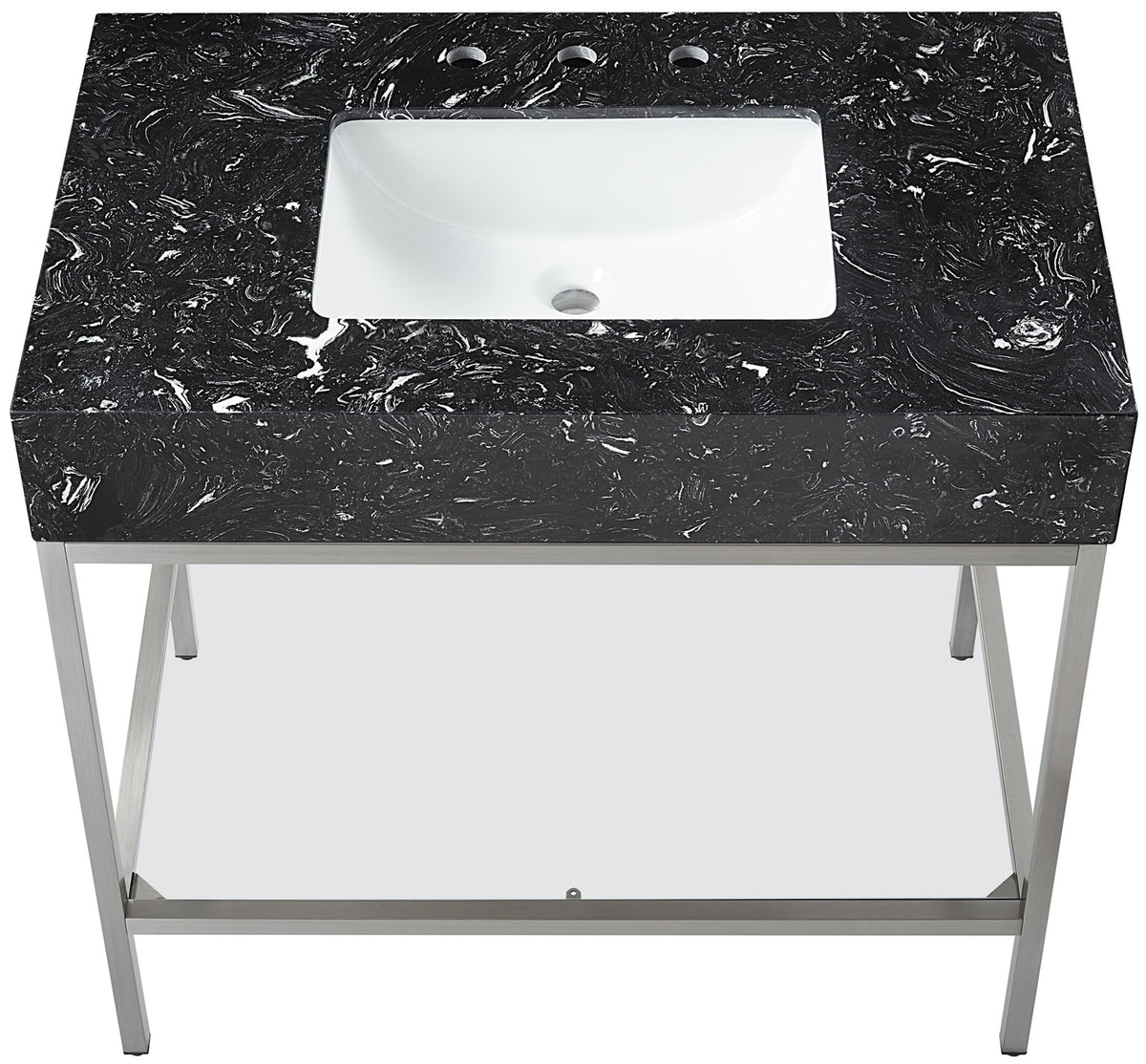 Marmo - Engineered Marble Bathroom Vanity With Chrome Base