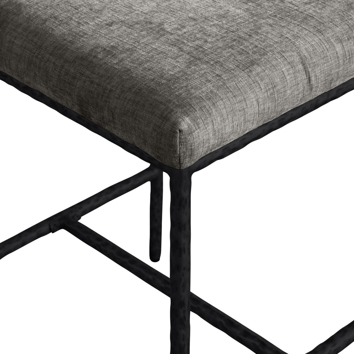 Reeves - Chenille Fabric Upholstered Counter Stool (Set of 2) - Black Base