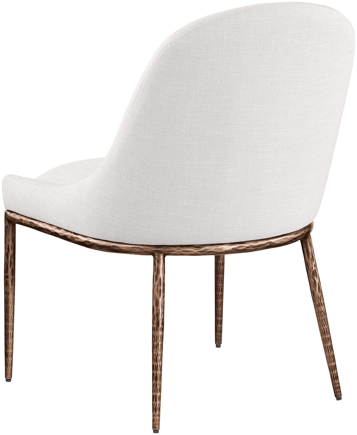 Ferro - Linen Textured Performance Fabric Upholstered Dining Side Chair - Cream / Brushed Bronze