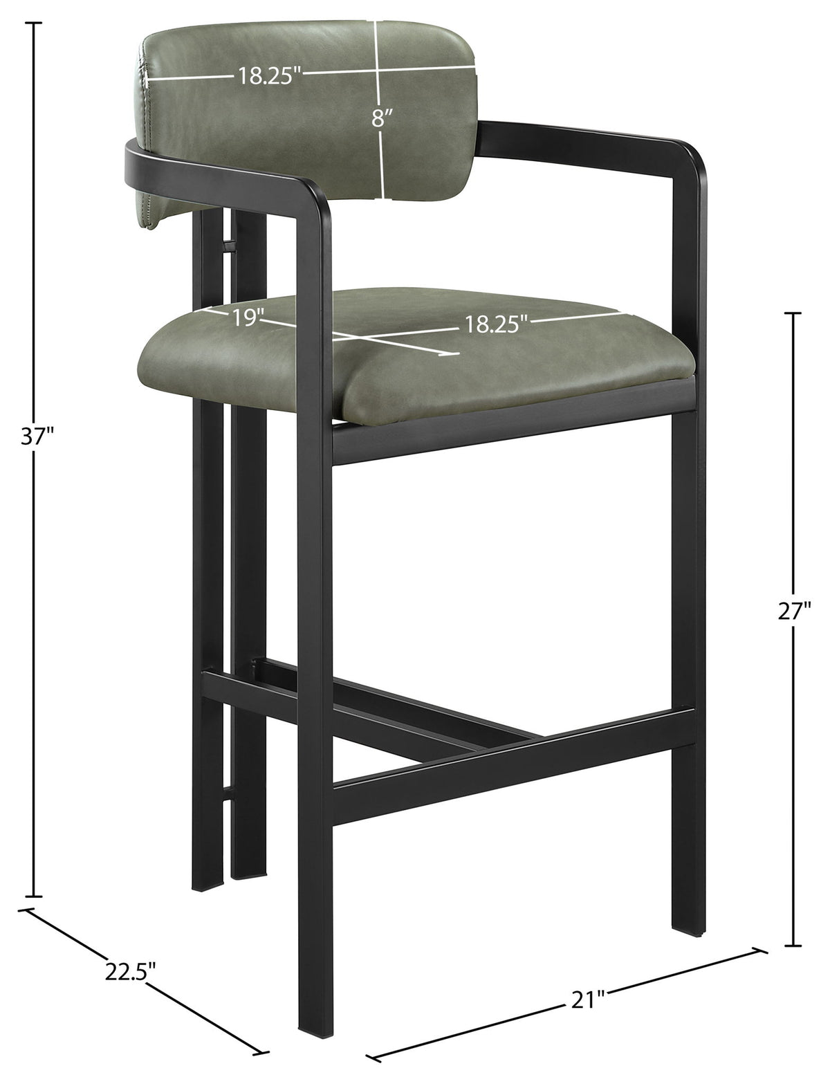 Aurum - Vegan Leather Upholstered Counter Stool With Graphite Black Base