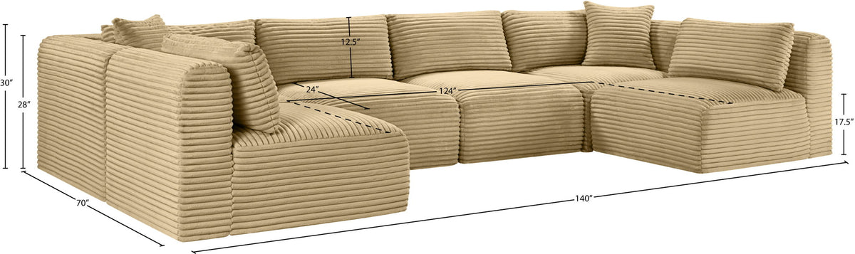 Shaggy - 6 Piece Modular U-Shaped Armless Sectional