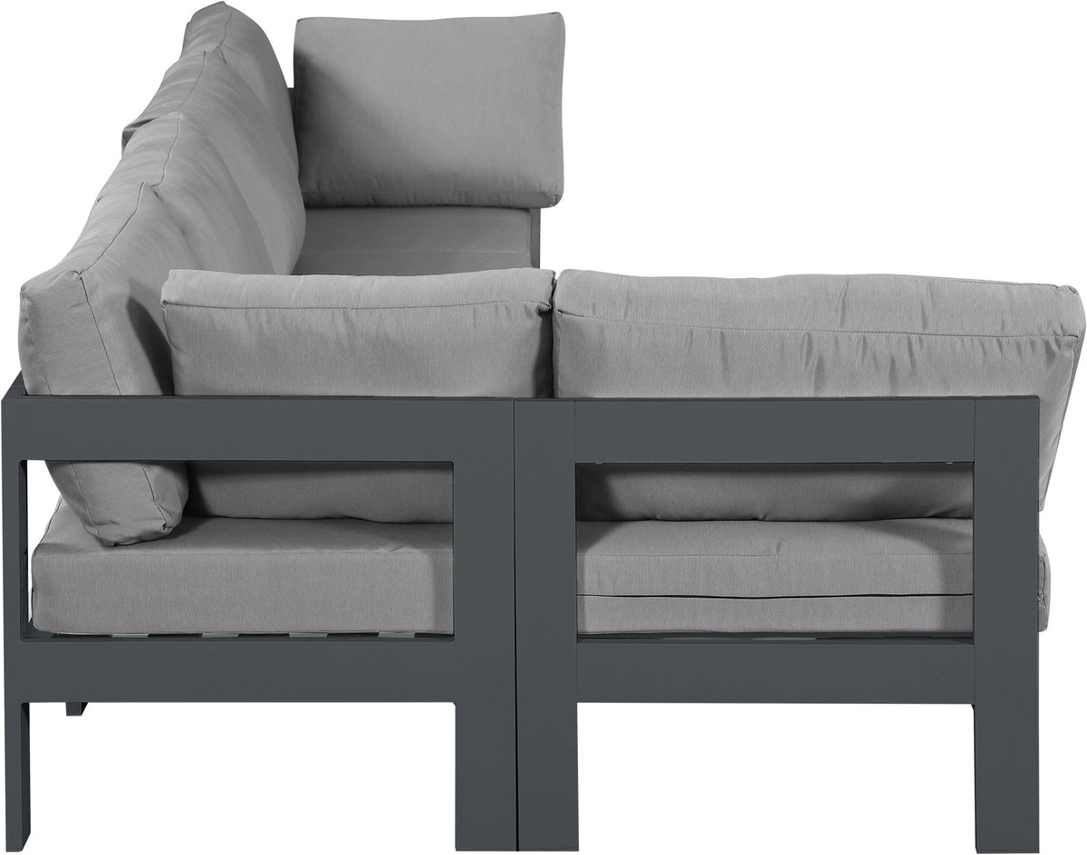 Nizuc - Outdoor Patio 5 Piece Modular Sectional With Gray Frame