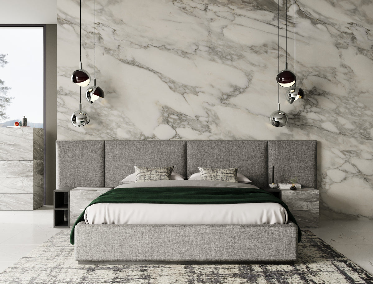 Maranello - Modern Grey Fabric Bed w/ Two Nightstands by VIG Furniture - View 5