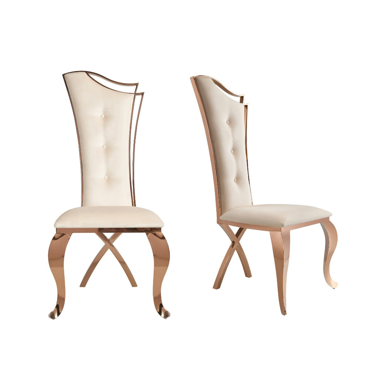 Bonnie - Beige Velvet & Rose Gold Dining Chair (Set of 2) by VIG Furniture - View 7