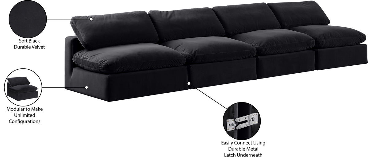 Comfy - Velvet Modular Armless Sofa 4 Seats