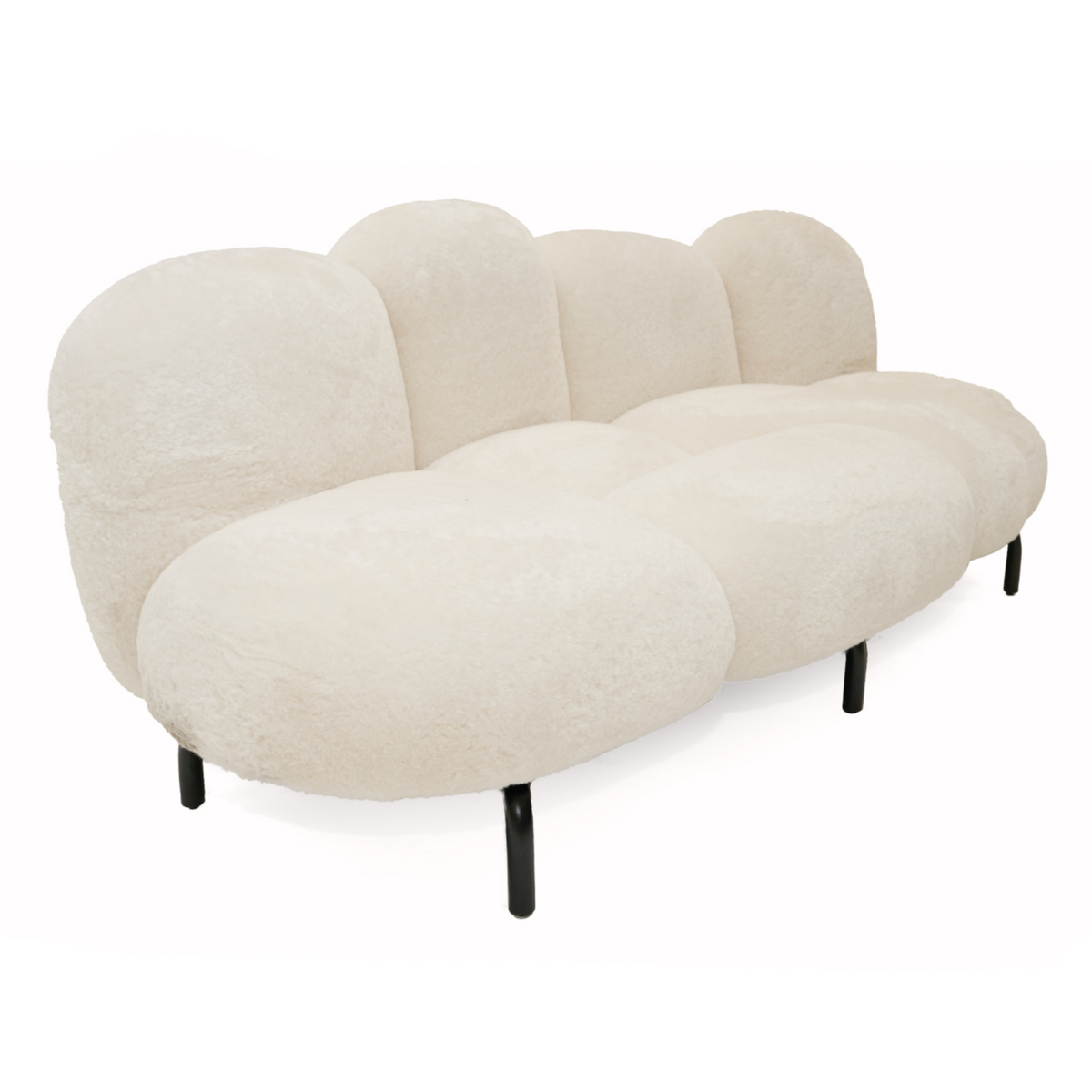 Glaster - Contemporary White Sherpa 88" Bubble Sofa by VIG Furniture - View 2