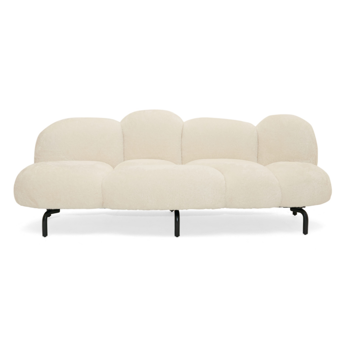 Glaster - Contemporary White Sherpa 88" Bubble Sofa by VIG Furniture - View 1