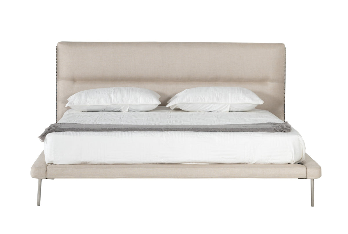 Bergeron - Contemporary Cream Woven Fabric Bed by VIG Furniture - View 1