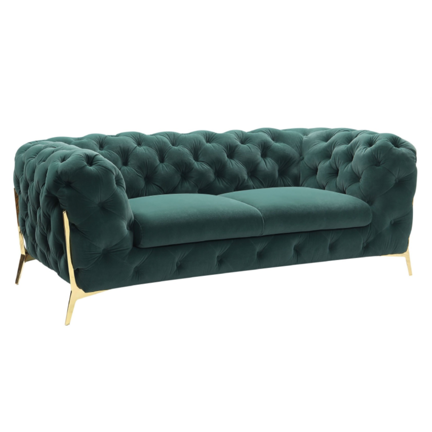 Quincey - Transitional Emerald Green Velvet Loveseat by VIG Furniture - View 3