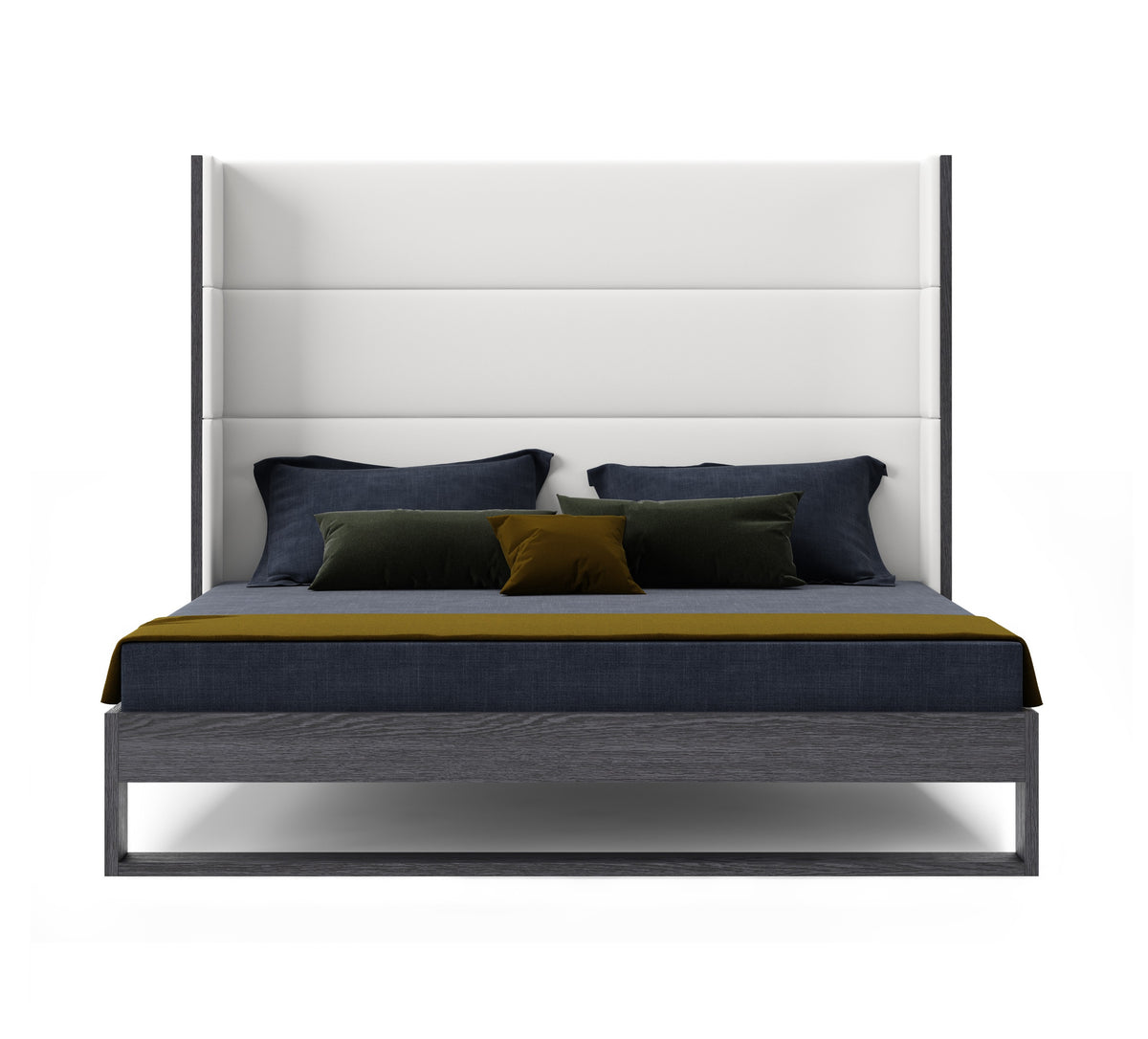 Heloise - Contemporary White Leather & Grey Elm Trim Bed by VIG Furniture - View 1