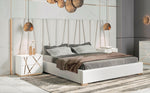 Queen Nixa - Modern White + Gold Bedroom Set