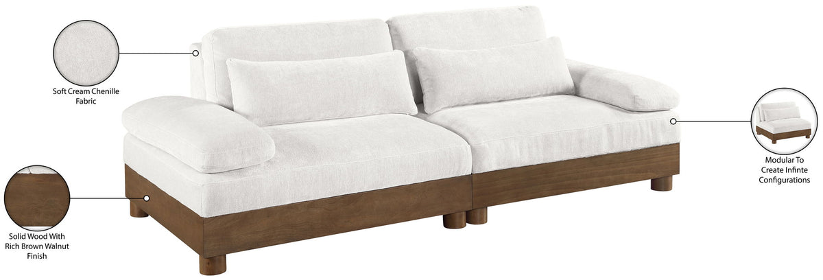 Turin - Chenille Fabric Upholstered Modular Sectional - Cream