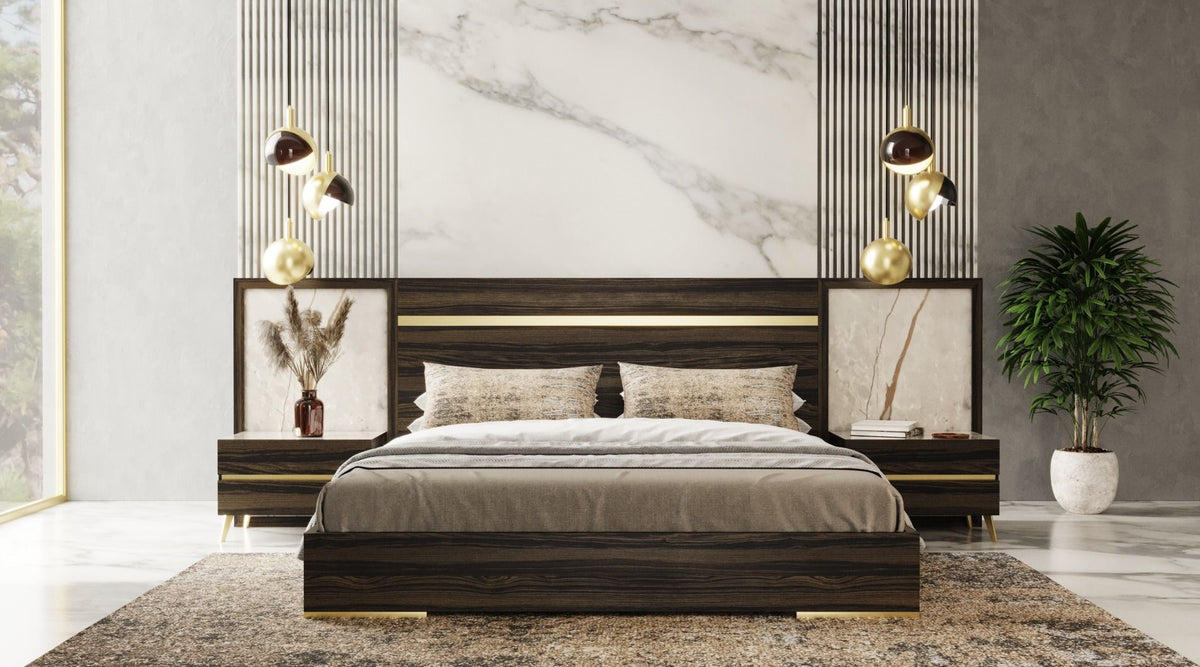 Velondra - Queen Modern Eucalypto + Marble Bedroom Set