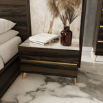 Velondra - Eastern King Modern Eucalypto + Marble Bed with Two Nightstands
