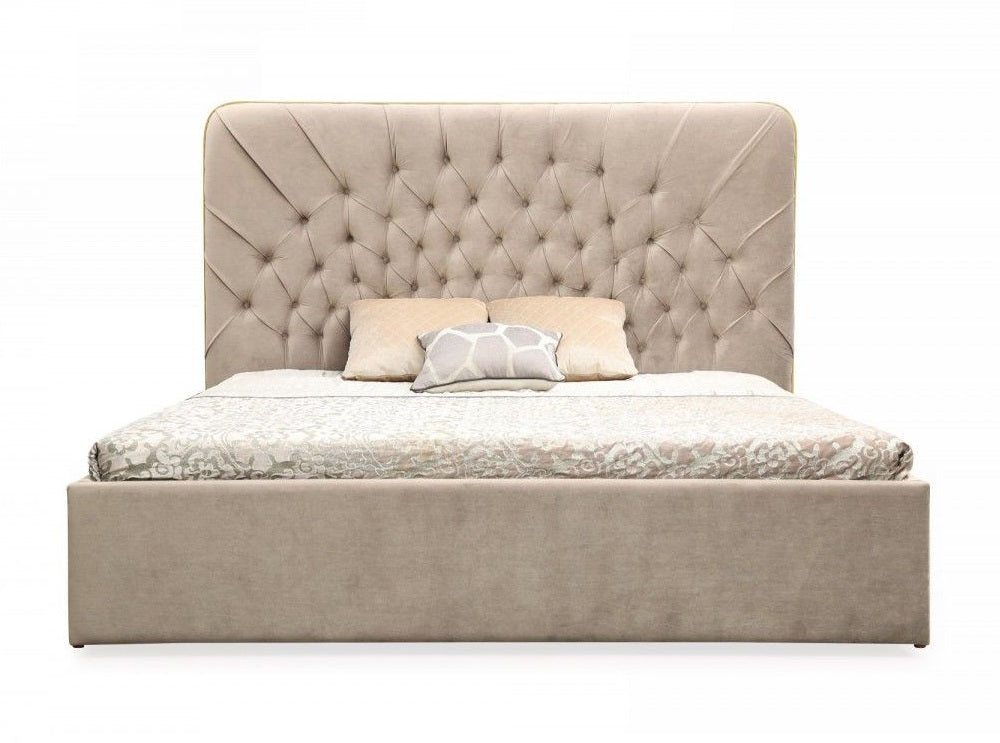 Moontide - Glam Beige Velvet and Brushed Brass Bed by VIG Furniture - View 6