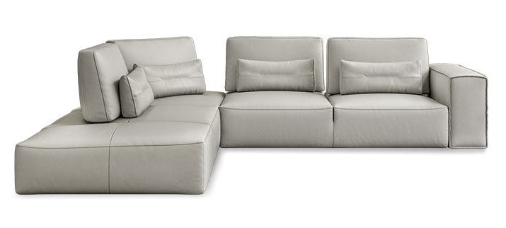 Hollywood - Italian Light Grey Leather LAF Chaise Sectional Sofa by VIG Furniture - View 2