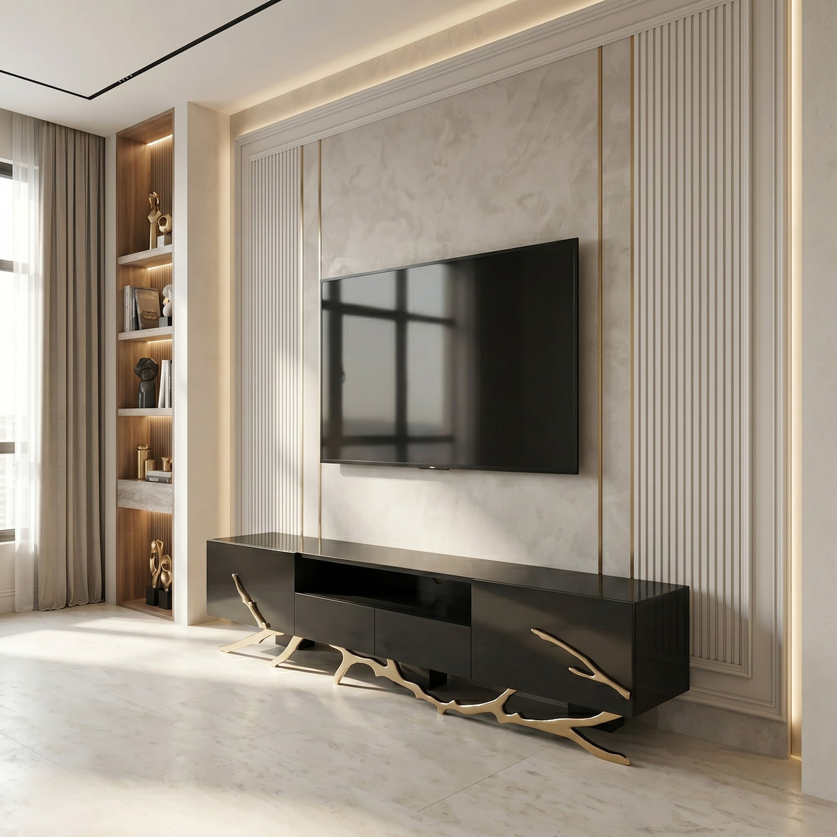 Legend Modern Black & Champagne Gold 87" TV Stand by VIG Furniture - View 11