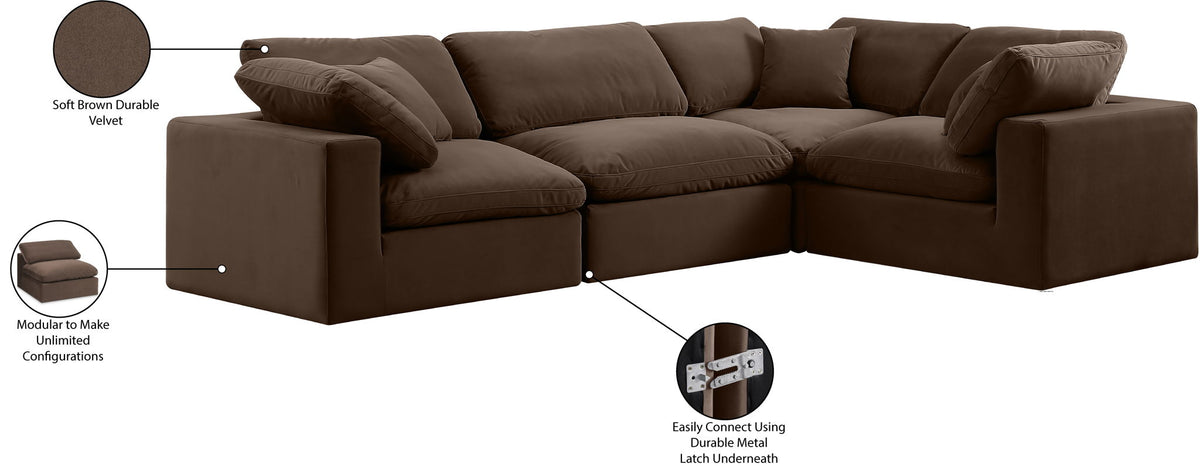 Comfy - 4 Piece Velvet Modular Sectional